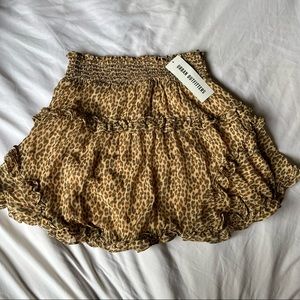 Urban Outfitters Chiffon Ruffle Mini Skirt in Leopard Print